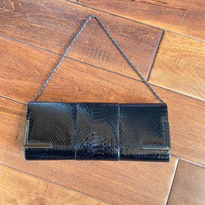 KATE LANDRY BLACK TEXTURED FAUX SNAKESKIN SIZE MEDIUM PURSE